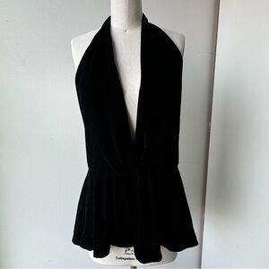 Free People Y2K 💎🎊🎊 velvet peplum halter top  sz L